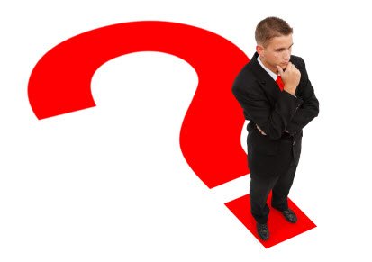 investor standing on question mark