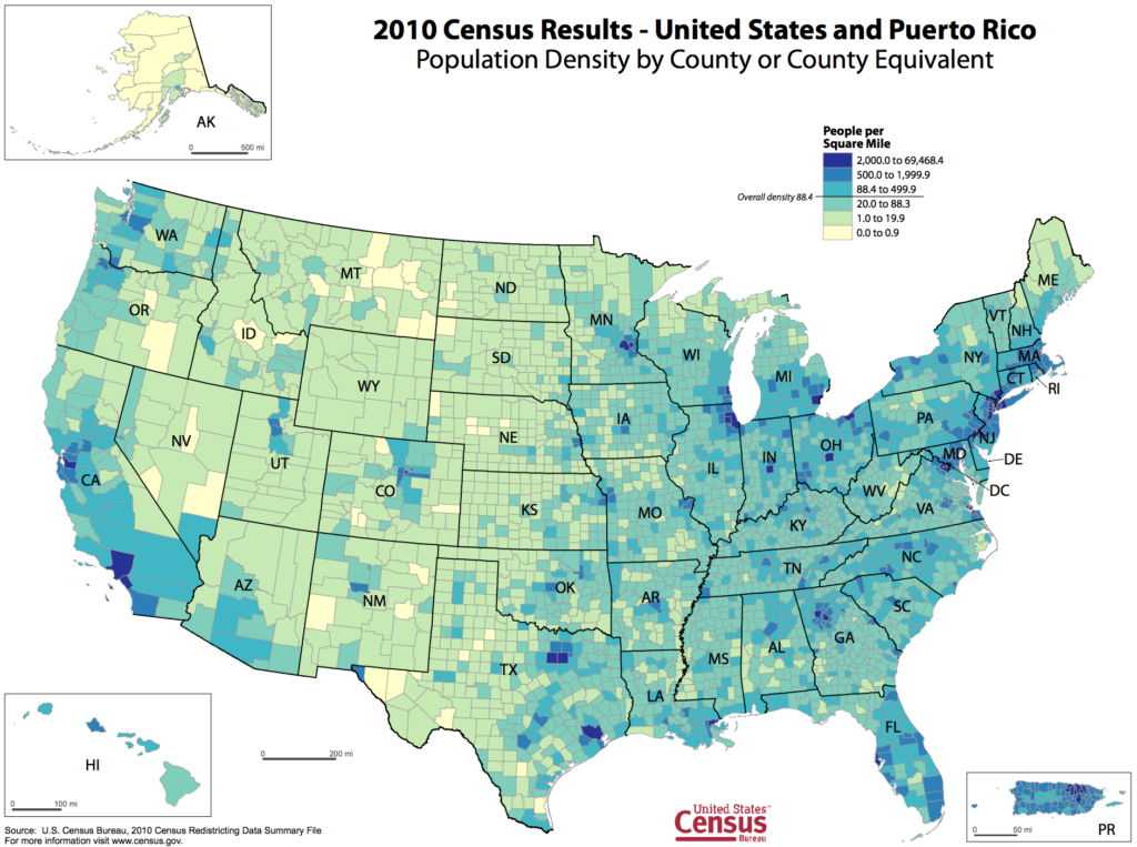 population density map with political affiliation us