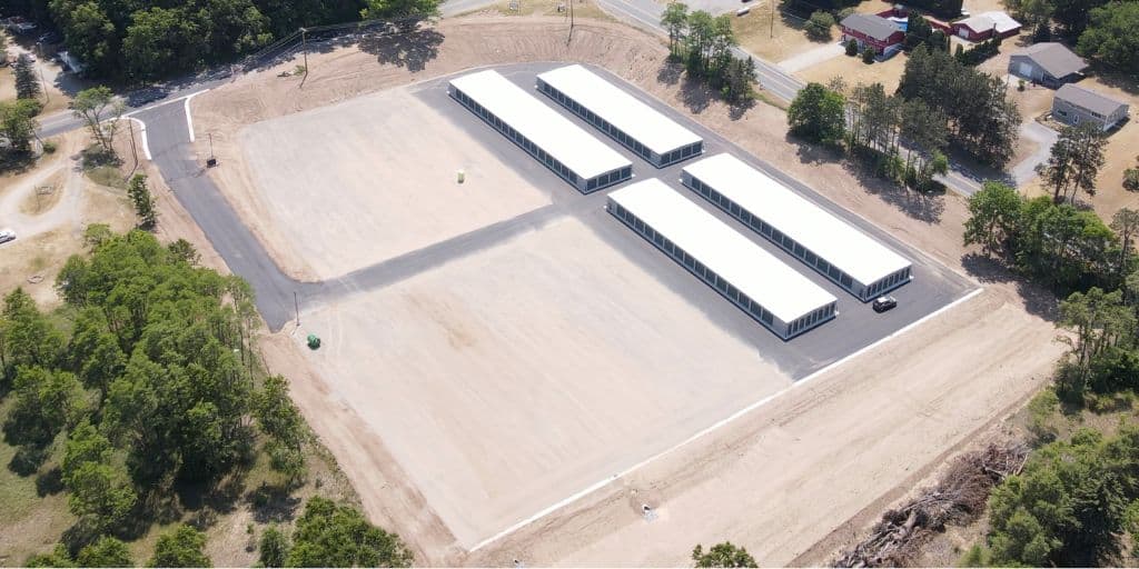 gravel parking lot self storage facility